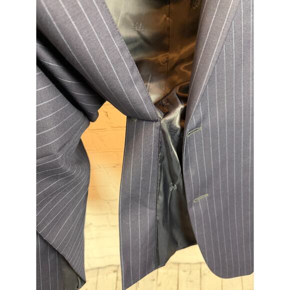LAUREN RALPH LAUREN blue striped wool blend mens jacket blazer 48L - Picture 13 of 13